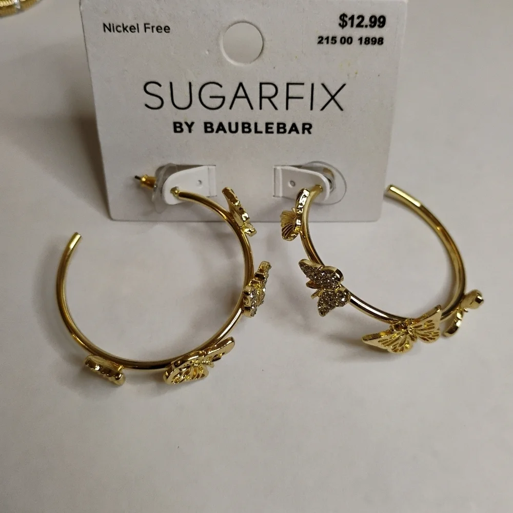 NWT Baublebar Sugarfix Gold Tone‎ Rhinestone Earring Lot